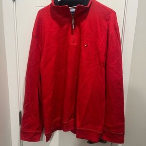 Red Tommy Hilfiger Quarter-Zip Pullover